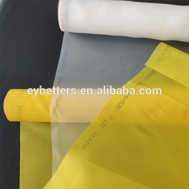165 T 18 mesh-420 mesh white or yellow polyester plain weave screen printing fabric mesh